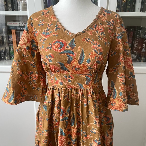 April Cornell Brown Floral Long Sleeve Dress - Picture 2 of 3